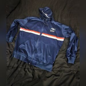 Postal style tech zip hoodie